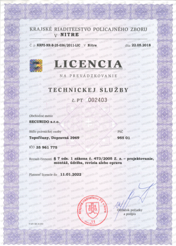 Certifikát Securido