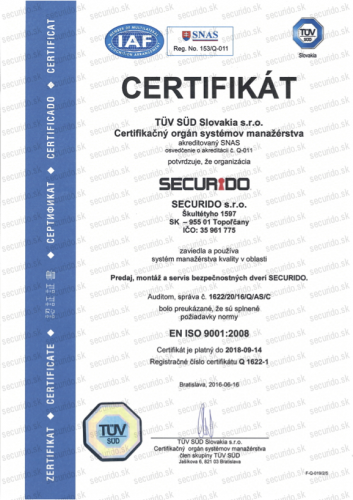 Certifikát Securido