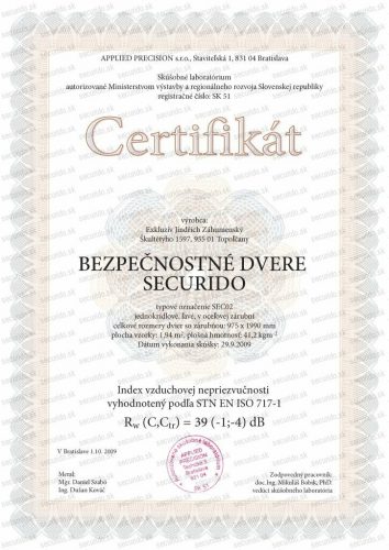 Certifikát Securido